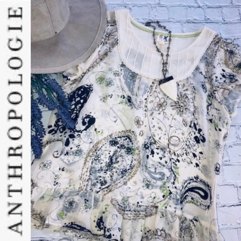 Anthropologie Edme'& Esyllte Silk Top, Sz 6